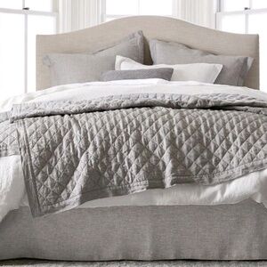 Pottery Barn Linen Beige QUEEN Bed Skirt 15 in. Drop Pleats Cottage Farmhouse